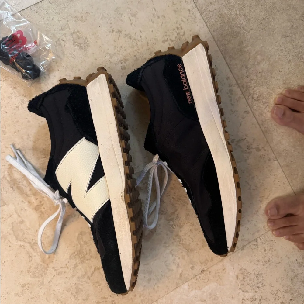 New Balance Black and White Low-Profile Running Sneakers - Picture 4 of 5